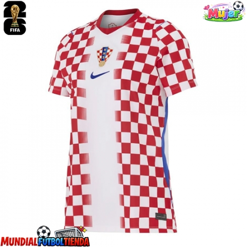 Camiseta Croacia Primera Equipación Replica Mundial 2026 para mujer mangas cortas